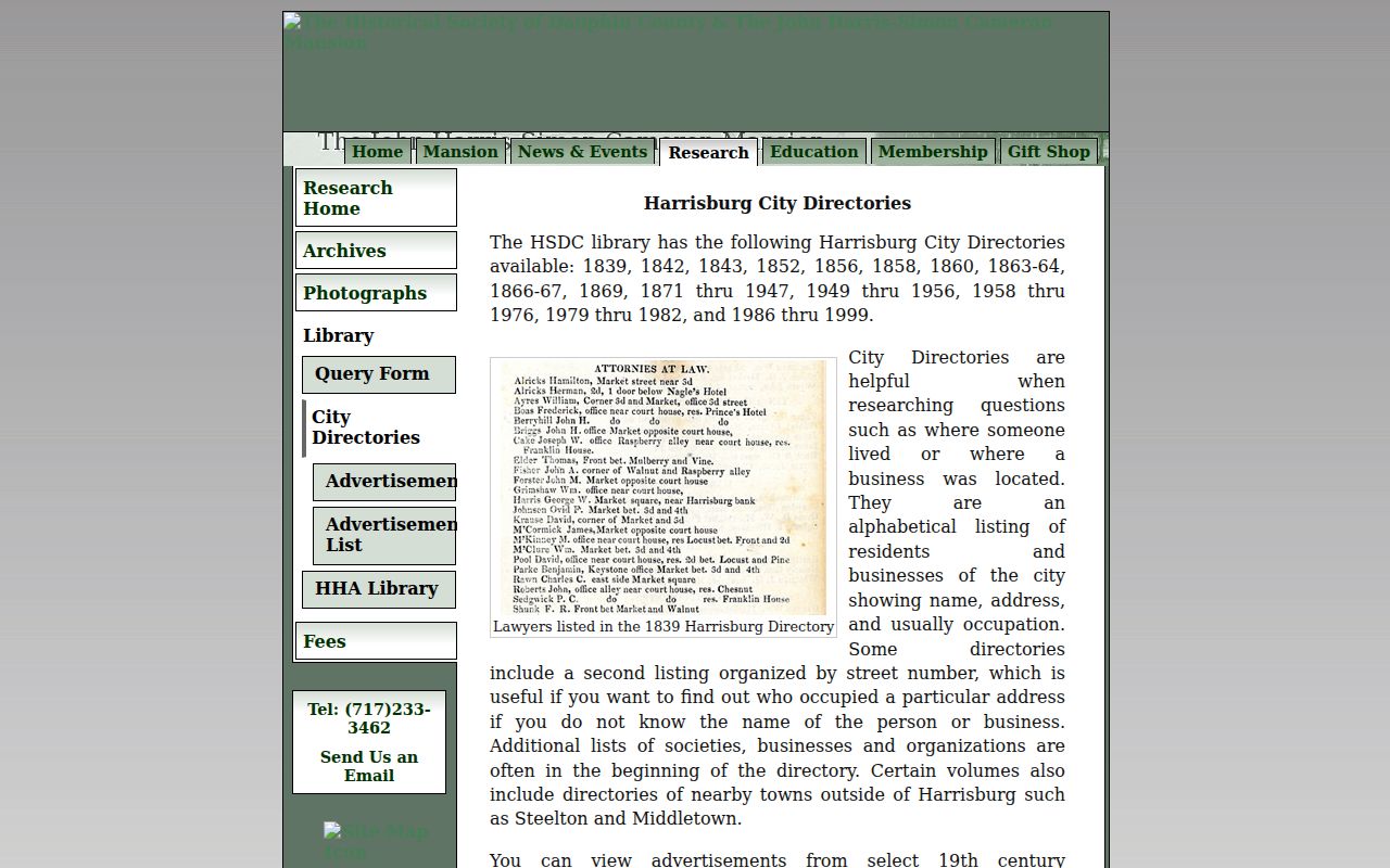 Susquehanna Township city directory holdings at the Historical Society of Dauphin County