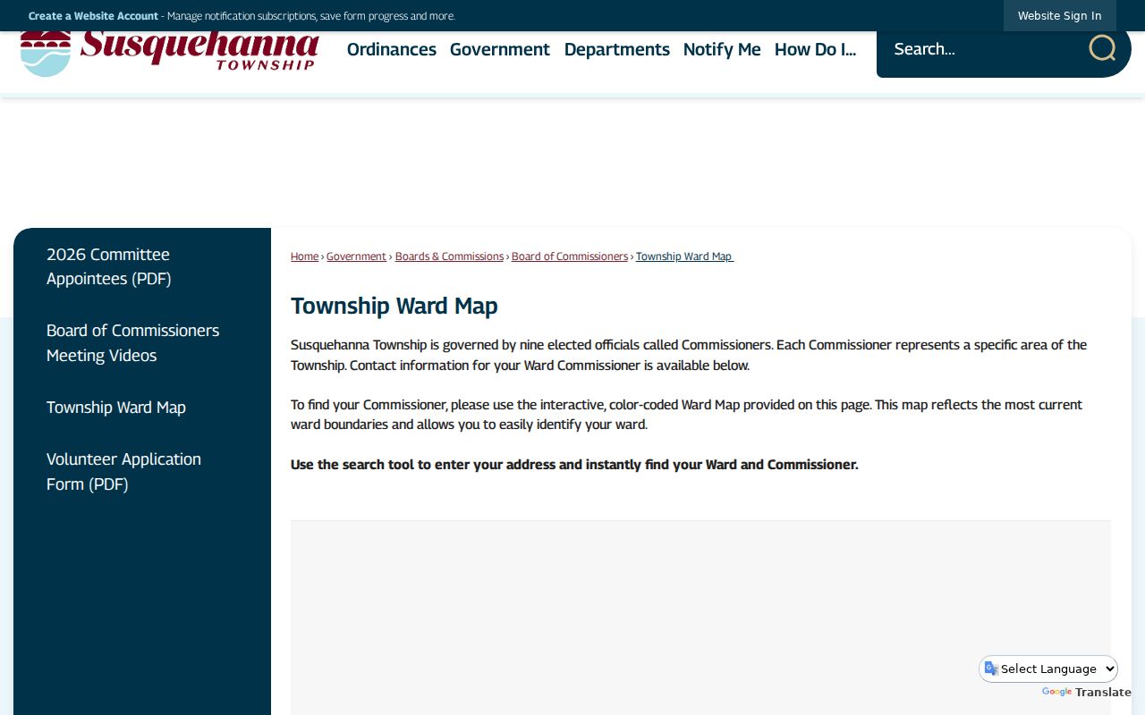 Susquehanna Township neighbors lookup with the Township ward map