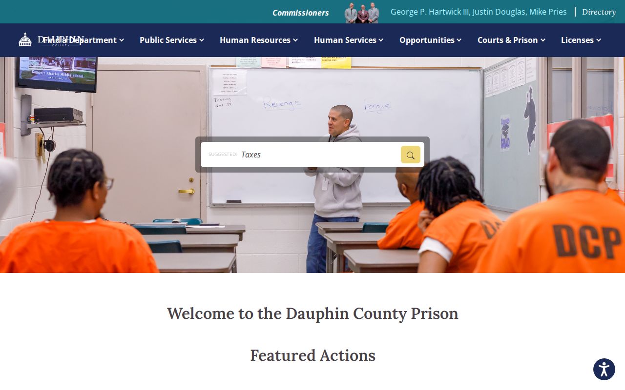 Susquehanna Township resident lookup through the Dauphin County Prison access page